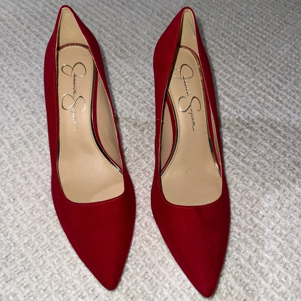 Jessica Simpson Red Soft Suede Heels - Picture 3 of 5